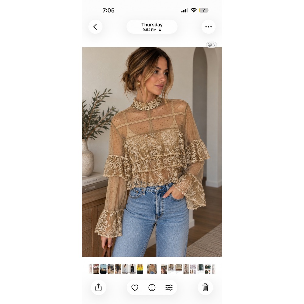 LOFT sheer lace ruffle blouse | romantic boho